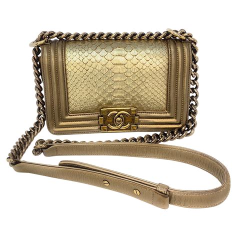 chanel gold python bag|Chanel le boy python bag.